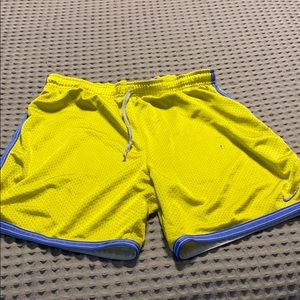 Nike basketball shorts-bright yellow/blue trim